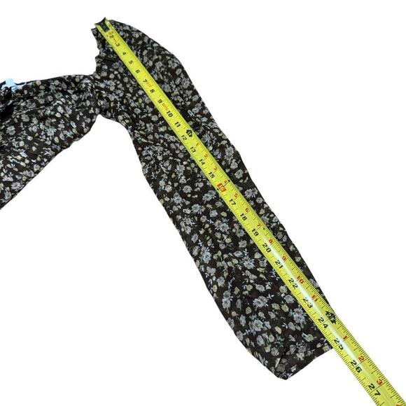 Astr the Label Women's Toni Top Brown Floral M Boho Ruching Hippie Granola Girl - Picture 9 of 9